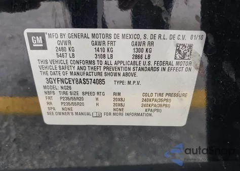 2010 Cadillac Srx Premium Collection z USA, uszkodzony, nr VIN 3GYFNCEY8AS574085